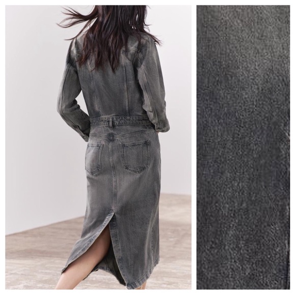 ZARA DENIM SHIRTDRESS ZW COLLECTION GRAY SZ S - Picture 3 of 13